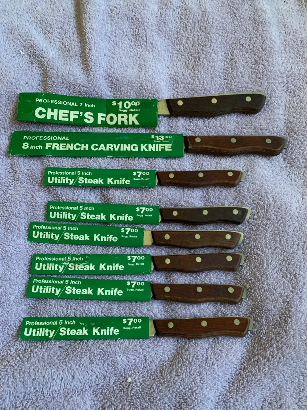 New Maxam Steel Professional Carving Set with 6 Steak Knives